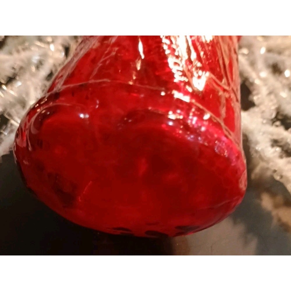 Vintage Blown Red Glass Santa Holding A Tree Christmas Ornament - Picture 4 of 6